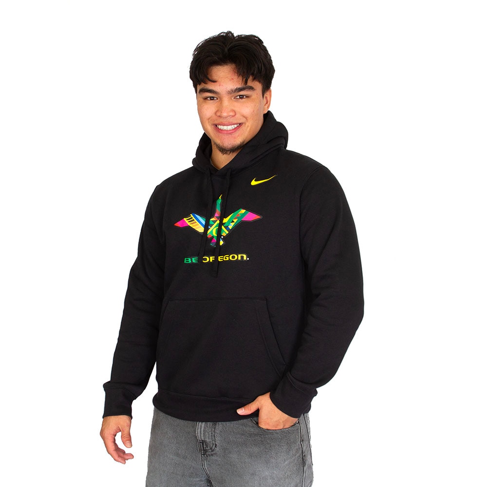 Classic Oregon O, Nike, Black, Hoodie, Cotton Blend, Men, Be Oregon, Pullover, Sweatshirt, 945028